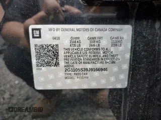 2018 Chevrolet Impala LT z VIN 2G1105S39J9166946, wystawiony jako Copart lot #53096585 z przebiegiem 81 394 mil mil oraz Szkoda całkowita • Salvage title. Historia ofert i sprzedaży dostępna na DreamBid. Obrazek 12.