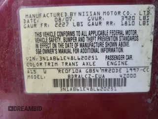 2008 Nissan Sentra S with VIN 3N1AB61E48L620251, listed as a Copart auction lot 58914325 with 156,859 mi miles and Salvage title. Bid and sale history available at DreamBid. Image 13.