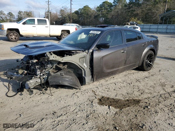 2023 Dodge Charger Scat Pack Widebody with VIN 2C3CDXGJ8PH701095, listed as a Copart auction lot 45042885 with 0 miles and Salvage Title. Bid and sale history available at carsss.com. Image 1.