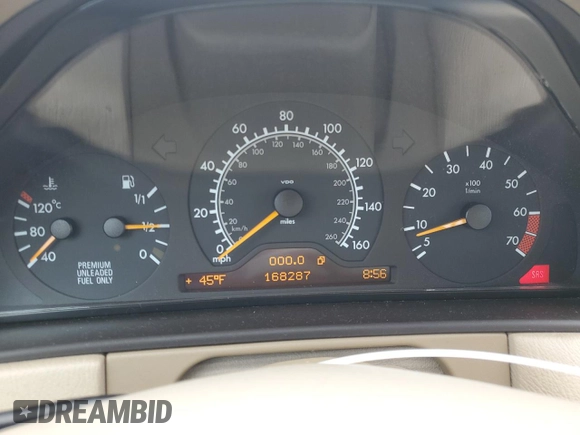 1998 Mercedes-Benz E-Class with VIN WDBJH65F7WA467107, listed as a Copart auction lot 49284975 with 168,287 mi miles and Salvage Title. Bid and sale history available at carsss.com. Image 9.