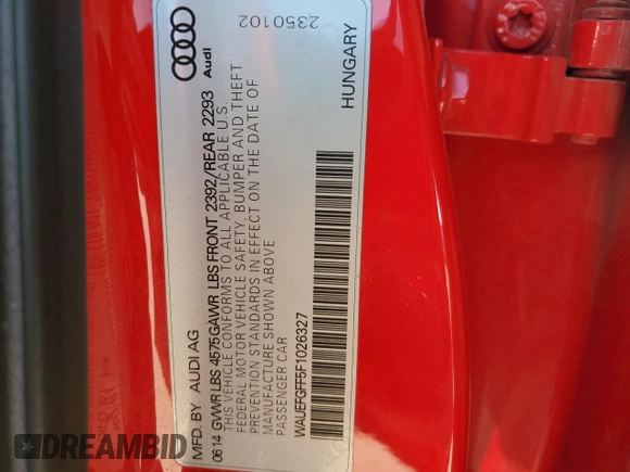 2015 Audi A3 Premium Plus z VIN WAUEFGFF5F1026327, wystawiony jako Copart lot #47409745 z przebiegiem 101 997 mil mil oraz Szkoda całkowita • Salvage title. Historia ofert i sprzedaży dostępna na DreamBid. Obrazek 14.