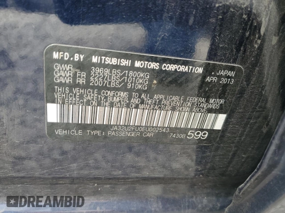 2014 Mitsubishi Lancer ES with VIN JA32U2FU0EU002543, listed as a Copart auction lot 71756734 with 112,166 mi miles and Salvage Title. Bid and sale history available at DreamBid. Image 13.