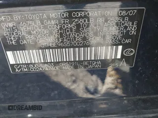 2007 Lexus GS 350 z VIN JTHBE96S570027677, wystawiony jako IAAI lot #42155729 z przebiegiem 225 261 mil mil oraz . Historia ofert i sprzedaży dostępna na DreamBid. Obrazek 9.