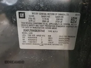 2013 GMC Terrain SLE with VIN 2GKFLTEK6D6357942, listed as a Copart auction lot 85644094 with 166,521 mi miles and Clean Title. Bid and sale history available at DreamBid. Image 13.