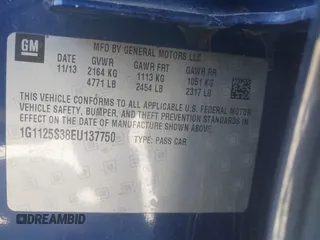 2014 Chevrolet Impala LT with VIN 1G1125S38EU137750, listed as a IAAI auction lot 41763793 with 89,661 mi miles and . Bid and sale history available at DreamBid. Image 9.