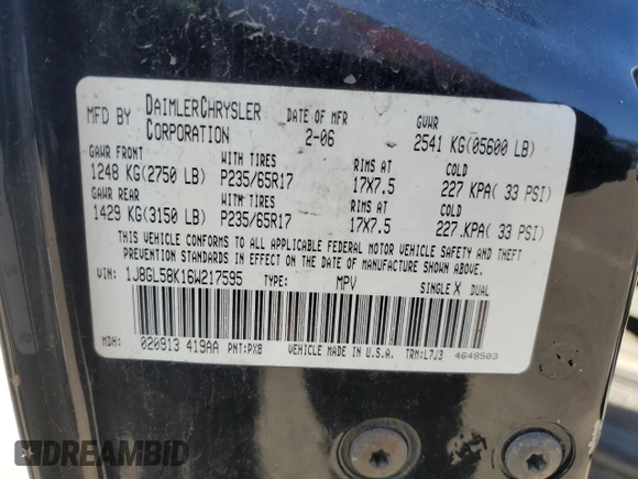 2006 Jeep Liberty Limited z VIN 1J8GL58K16W217595, wystawiony jako Copart lot #49732595 z przebiegiem 117 084 mil mil oraz Szkoda całkowita • Salvage title. Historia ofert i sprzedaży dostępna na DreamBid. Obrazek 15.