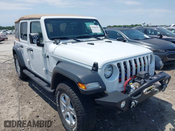 2019 Jeep Wrangler Unlimited Sport S with VIN 1C4HJXDN2KW508341, listed as a IAAI auction lot 42286619 with 49,410 mi miles and . Bid and sale history available at DreamBid. Image 1.