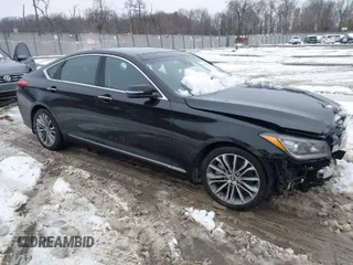 2015 Hyundai Genesis 3.8L with VIN KMHGN4JE9FU099240, listed as a IAAI auction lot 41560635 with 128,345 mi miles. Bid and sale history available at carsss.com. Image 1.