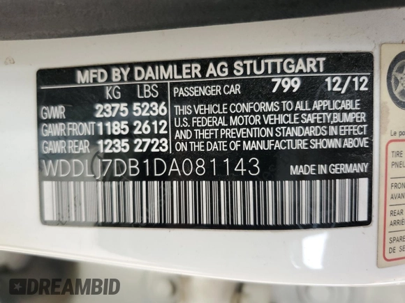 2013 Mercedes-Benz CLS 550 z VIN WDDLJ7DB1DA081143, wystawiony jako Copart lot #45754945 z przebiegiem 131 193 mil mil oraz Czysty tytuł • Clean title. Historia ofert i sprzedaży dostępna na DreamBid. Obrazek 13.