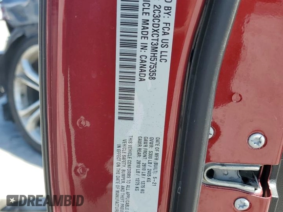 2021 Dodge Charger R/T z VIN 2C3CDXCT3MH575358, wystawiony jako Copart lot #55277395 z przebiegiem 30 066 mil mil oraz Nie do naprawy • Non repairable. Historia ofert i sprzedaży dostępna na DreamBid. Obrazek 13.