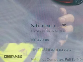 2018 Tesla Model 3 Long Range Battery z VIN 5YJ3E1EA3JF047287, wystawiony jako IAAI lot #42099771 z przebiegiem 120 470 mil mil oraz . Historia ofert i sprzedaży dostępna na DreamBid. Obrazek 7.