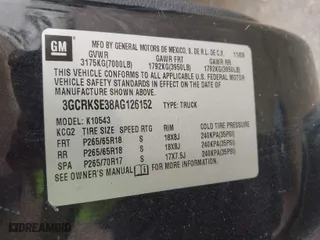2010 Chevrolet Silverado 1500 LT with VIN 3GCRKSE38AG126152, listed as a IAAI auction lot 41399278 with 246,192 mi miles. Bid and sale history available at carsss.com. Image 9.