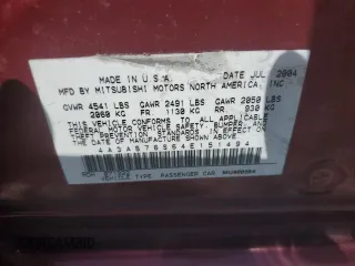 2004 Mitsubishi Galant GTS with VIN 4A3AB76S64E151494, listed as a Copart auction lot 49202725 with 79,935 mi miles and Salvage Title. Bid and sale history available at carsss.com. Image 12.