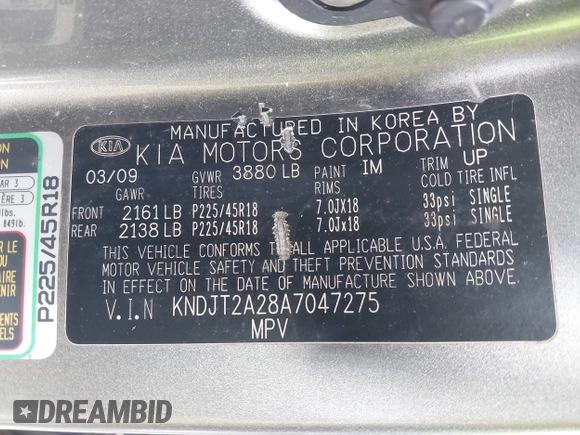 2010 Kia Soul + with VIN KNDJT2A28A7047275, listed as a IAAI auction lot 42013630 with 110,734 mi miles. Bid and sale history available at carsss.com. Image 9.