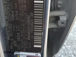 2015 Kia Optima EX z VIN KNAGN4AD1F5088882, wystawiony jako Copart lot #62280145 z przebiegiem 108 068 mil mil oraz Szkoda całkowita • Salvage title. Historia ofert i sprzedaży dostępna na DreamBid. Obrazek 12.