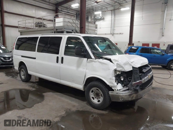 2014 Chevrolet Express Passenger LT with VIN 1GAZG1FG9E1127529, listed as a IAAI auction lot 42151349 with 192,333 mi miles and . Bid and sale history available at DreamBid. Image 1.