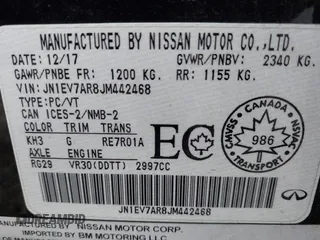 2018 Infiniti Q50 3.0t LUXE with VIN JN1EV7AR8JM442468, listed as a IAAI auction lot 42071717 with 107,484 mi miles. Bid and sale history available at carsss.com. Image 9.
