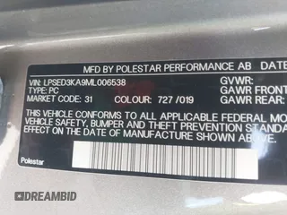 2021 Polestar 2 Launch Edition z VIN LPSED3KA9ML006538, wystawiony jako IAAI lot #42007080 z przebiegiem 45 440 mil mil oraz . Historia ofert i sprzedaży dostępna na DreamBid. Obrazek 9.