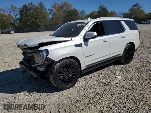 2023 GMC Yukon Denali Ultimate with VIN 1GKS2EKL0PR132029, listed as a Copart auction lot 77234034 with 58,071 mi miles and Salvage Title. Bid and sale history available at carsss.com. Image 1.