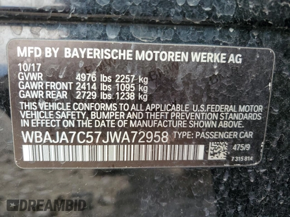 2018 BMW 5 Series 530i xDrive с VIN WBAJA7C57JWA72958, выставлен на аукционе Copart как лот 87972725 с пробегом 120 065 миль миль и Чистый • Clean title. История ставок и продаж доступна на DreamBid. Изображение 12.