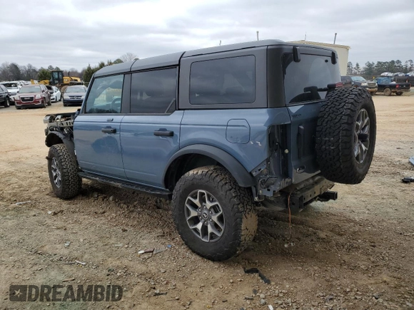 2023 Ford Bronco with VIN 1FMEE5DH6PLC15360, listed as a Copart auction lot 87738305 with 3,389 mi miles and Salvage Title. Bid and sale history available at DreamBid. Image 2.