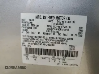 2018 Ford Edge SE with VIN 2FMPK3G93JBC00316, listed as a Copart auction lot 45585175 with 106,982 mi miles and Salvage title. Bid and sale history available at DreamBid. Image 15.