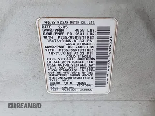 2005 Nissan Murano SL z VIN JN8AZ08TX5W316314, wystawiony jako IAAI lot #42386522 z przebiegiem 151 704 mil mil oraz . Historia ofert i sprzedaży dostępna na DreamBid. Obrazek 9.