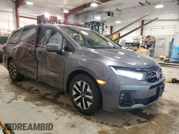 2025 Honda Odyssey EX-L with VIN 5FNRL6H62SB014447, listed as a Copart auction lot 86722724 with 1,327 mi miles and Salvage Title. Bid and sale history available at carsss.com. Image 4.