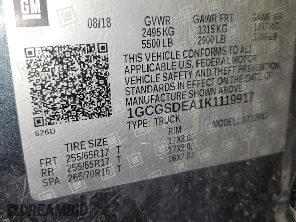 2019 Chevrolet Colorado 2WD Z71 z VIN 1GCGSDEA1K1119917, wystawiony jako Copart lot #60749825 z przebiegiem 64 762 mil mil oraz Szkoda całkowita • Salvage title. Historia ofert i sprzedaży dostępna na DreamBid. Obrazek 12.
