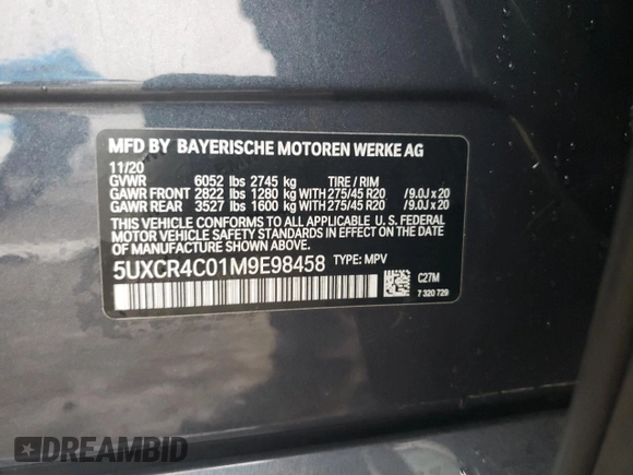 2021 BMW X5 sDrive40i with VIN 5UXCR4C01M9E98458, listed as a Copart auction lot 44289113 with 26,672 mi miles. Bid and sale history available at carsss.com. Image 13.