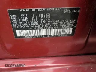 2015 Subaru Legacy Premium with VIN 4S3BNAC67F3070196, listed as a Copart auction lot 60076535 with 122,943 mi miles and Salvage title. Bid and sale history available at DreamBid. Image 12.