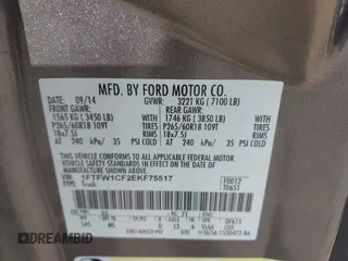 2014 Ford F-150 XL with VIN 1FTFW1CF2EKF75517, listed as a IAAI auction lot 40534480 with 121,035 mi miles. Bid and sale history available at carsss.com. Image 9.