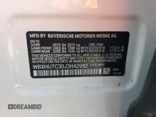2018 BMW X1 sDrive28i z VIN WBXHU7C30J3H42992, wystawiony jako Copart lot #55065275 z przebiegiem 80 490 mil mil oraz Szkoda całkowita • Salvage title. Historia ofert i sprzedaży dostępna na DreamBid. Obrazek 12.