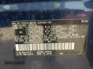 2006 Toyota RAV4 with VIN JTMZD33V466008337, listed as a IAAI auction lot 41916030 with 121,022 mi miles. Bid and sale history available at carsss.com. Image 9.