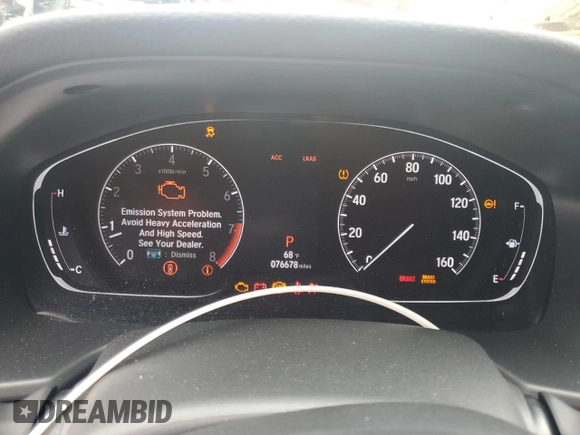 2020 Honda Accord Touring with VIN 1HGCV2F90LA031054, listed as a Copart auction lot 55806185 with 76,678 mi miles and Salvage title. Bid and sale history available at DreamBid. Image 9.