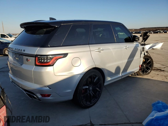 2022 Land Rover Range Rover Sport SVR with VIN SALWZ2RE0NA231341, listed as a Copart auction lot 85320344 with 32,573 mi miles and Salvage Title. Bid and sale history available at DreamBid. Image 3.