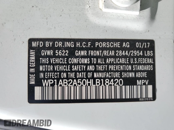 2017 Porsche Macan S с VIN WP1AB2A50HLB18420, выставлен на аукционе Copart как лот 54119895 с пробегом 84 298 миль миль и Списание • Salvage title. История ставок и продаж доступна на DreamBid. Изображение 14.
