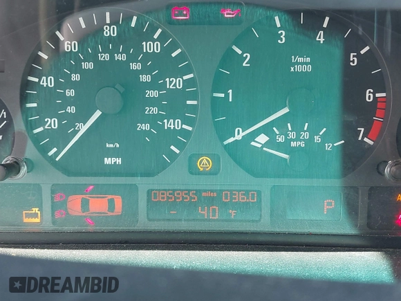 2000 BMW 3 Series 328i with VIN WBAAM5338YFR15213, listed as a IAAI auction lot 42014522 with 85,955 mi miles. Bid and sale history available at carsss.com. Image 16.