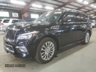 2015 Infiniti QX80 z VIN JN8AZ2NC5F9371740, wystawiony jako Copart lot #55999125 z przebiegiem 110 960 mil mil oraz Czysty tytuł • Clean title. Historia ofert i sprzedaży dostępna na DreamBid. Obrazek 1.