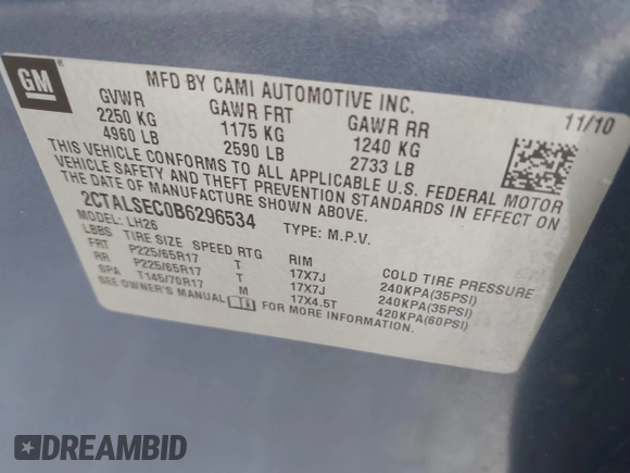 2011 GMC Terrain SLE-2 z VIN 2CTALSEC0B6296534, wystawiony jako IAAI lot #42308470 z przebiegiem 143 054 mil mil oraz . Historia ofert i sprzedaży dostępna na DreamBid. Obrazek 9.