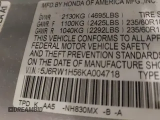 2019 Honda CR-V EX with VIN 5J6RW1H56KA004718, listed as a IAAI auction lot 41106300 with 81,420 mi miles. Bid and sale history available at carsss.com. Image 9.