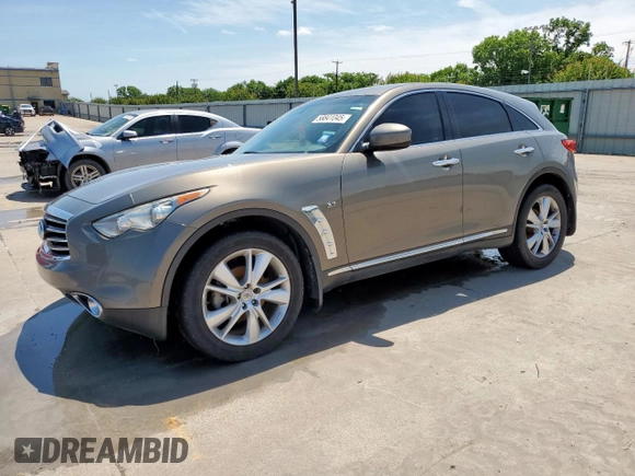 2015 Infiniti QX70 with VIN JN8CS1MW1FM481491, listed as a Copart auction lot 58841045 with 196,155 mi miles and Salvage title. Bid and sale history available at DreamBid. Image 1.