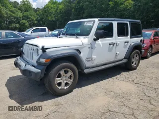 2019 Jeep Wrangler Unlimited Sport S with VIN 1C4HJXDN0KW588528, listed as a Copart auction lot 59283895 with 72,977 mi miles and Salvage title. Bid and sale history available at DreamBid. Image 1.