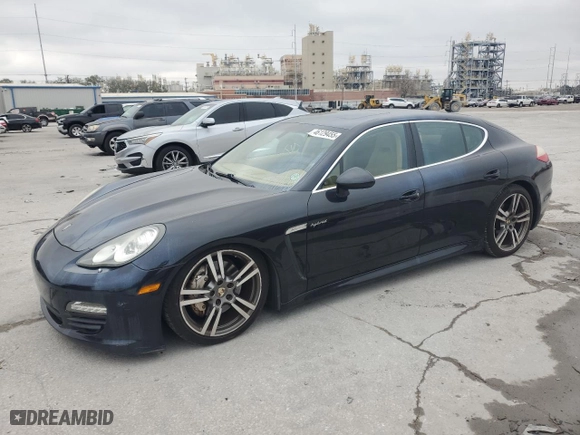 2012 Porsche Panamera S Hybrid with VIN WP0AD2A73CL045159, listed as a Copart auction lot 46129455 with 55,432 mi miles and Salvage Title. Bid and sale history available at carsss.com. Image 1.