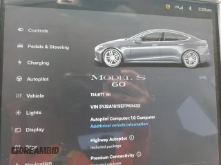 2014 Tesla Model S 60 with VIN 5YJSA1S13EFP63432, listed as a Copart auction lot 56706195 with 114,671 mi miles and Clean Title. Bid and sale history available at DreamBid. Image 9.
