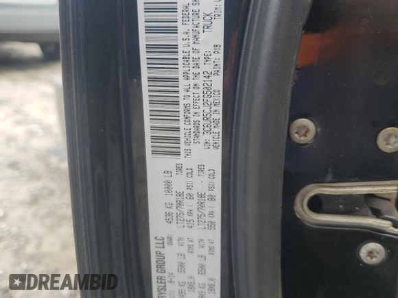2015 Ram 2500 Tradesman with VIN 3C6UR5CJ2FG502142, listed as a Copart auction lot 63755054 with 0 mi miles and Salvage Title. Bid and sale history available at carsss.com. Image 12.