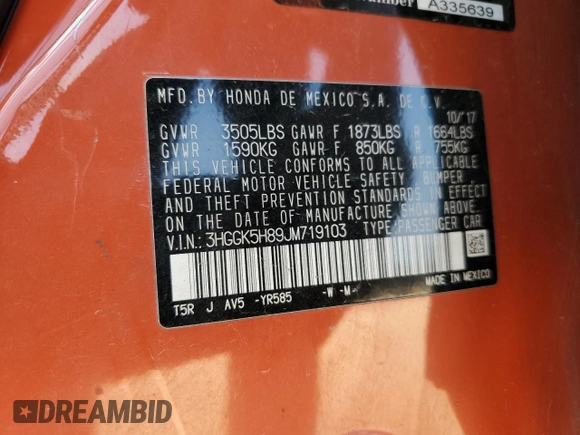 2018 Honda Fit EX with VIN 3HGGK5H89JM719103, listed as a Copart auction lot 59044255 with Not provided miles and Salvage title. Bid and sale history available at DreamBid. Image 13.