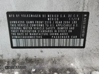 2017 Volkswagen GTI S z VIN 3VW447AU4HM027045, wystawiony jako Copart lot #51092615 z przebiegiem 193 139 mil mil oraz Szkoda całkowita • Salvage title. Historia ofert i sprzedaży dostępna na DreamBid. Obrazek 12.