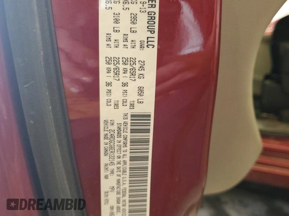 2014 Dodge Grand Caravan SXT with VIN 2C4RDGCG6ER122145, listed as a Copart auction lot 54435605 with 156,196 mi miles and Salvage Title. Bid and sale history available at DreamBid. Image 13.