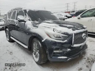 2018 Infiniti QX80 with VIN JN8AZ2NE5J9191376, listed as a Copart auction lot 88046885 with 79,076 mi miles and Salvage title. Bid and sale history available at DreamBid. Image 4.